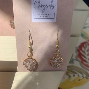 Cubic Zirconia Gold Circle Earrings